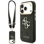 Case Guess 4G Big 4G Classic Logo Big Strap Metal Buttons for iPhone 17 Pro black