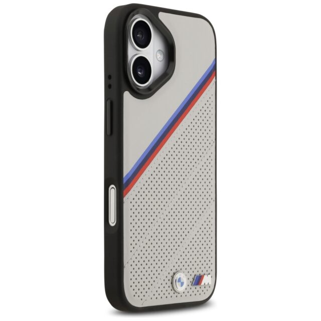 BMW M Tricolor Metal Logo MagSafe Case for iPhone 17 Gray - imagine 4