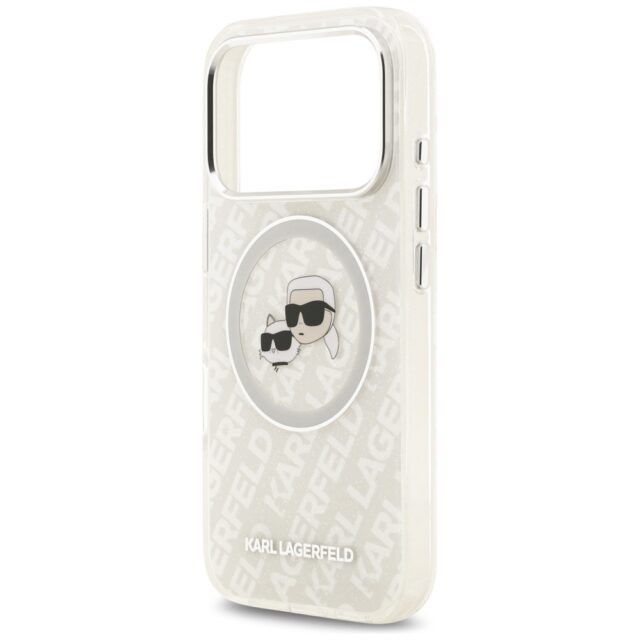 Case Karl Lagerfeld IML Glitter Karl & Choupette Heads Logo MagSafe for iPhone 17 Pro Max gray - imagine 6