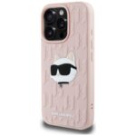 Case Karl Lagerfeld 3D Rubber Monogram & Choupette for iPhone 16 Pro pink - imagine 2