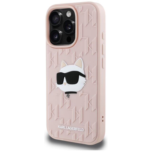 Case Karl Lagerfeld 3D Rubber Monogram & Choupette for iPhone 16 Pro pink - imagine 2
