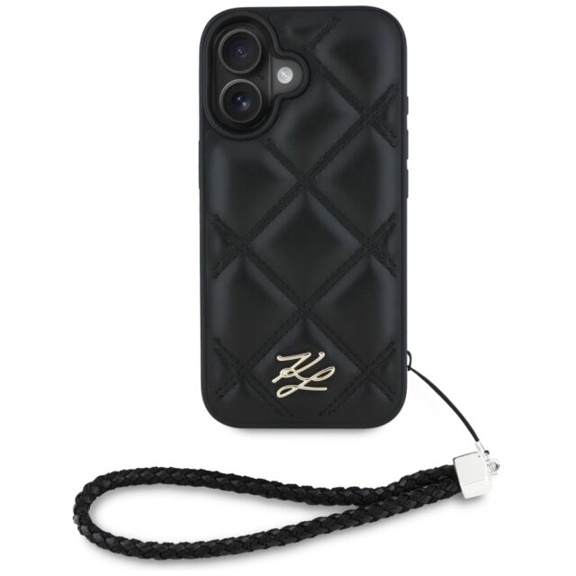 Case Karl Lagerfeld Quilted Initial Logo & Chain Strap for iPhone 16 black - imagine 2