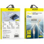 AWEI CL-228 usb-c/lightning/mico 3in2 cable black - imagine 2