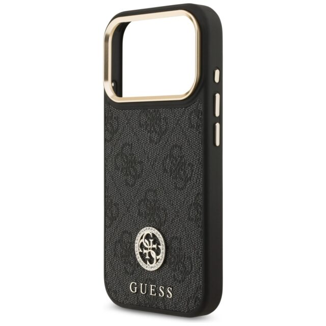 Guess 4G Strass Logo & Big Strap Metal Buttons MagSafe Case for iPhone 17 Pro Black - imagine 6