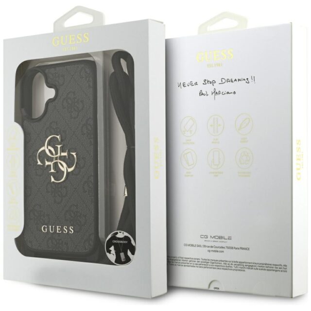 Case Guess 4G Big Logo Cord Stap         Crossbody for iPhone 17 black - imagine 7