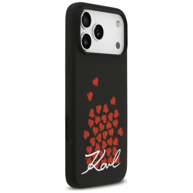 Karl Lagerfeld Silicone Heart Sign Logo MagSafe Case for iPhone 17 Pro Max Black - imagine 4