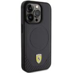 Ferrari FEHMP15LPTEK iPhone 15 Pro 6.1" black hardcase Carbon Metal Logo MagSafe - imagine 4