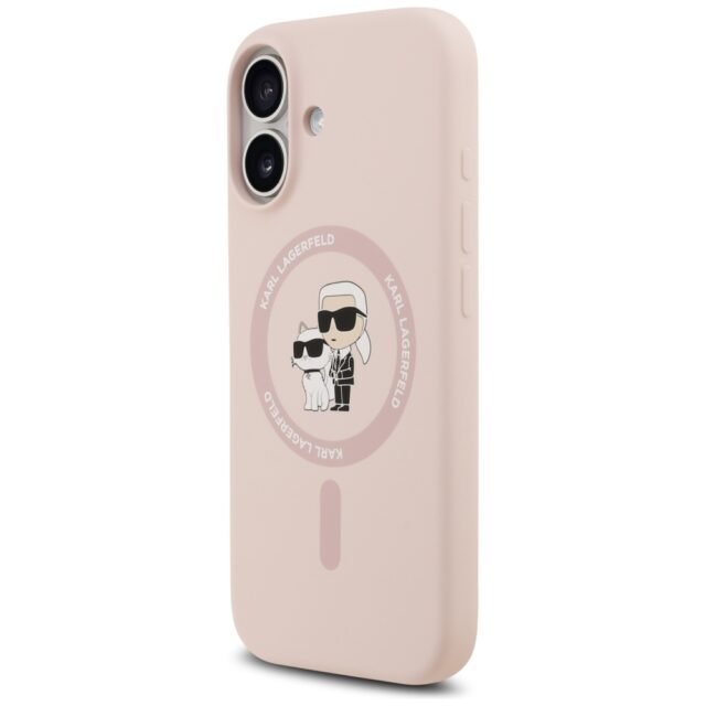 Case Karl Lagerfeld Silicone  Karl&Choupette Ring MagSafe for iPhone 17 pink - imagine 2