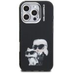Case Karl Lagerfeld IML Aquarelle Karl   & Choupette & Logo for iPhone 16 Pro black - imagine 3