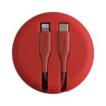 UNIQ MFI Halo Cable USB-C-Lightning 18W nylon rolled up 1,2m carmine red - imagine 5