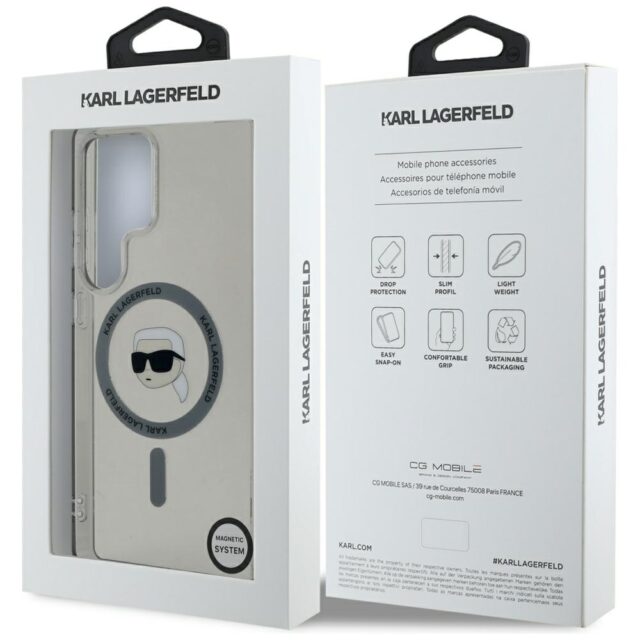 Case Karl Lagerfeld Button Karl Head Printed Logo MagSafe Samsung Galaxy S25 Ultra black - imagine 8