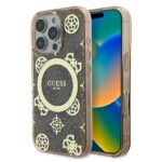 Guess GUHMP16LH4PYEEW iPhone 16 Pro 6.3" brown hardcase IML Peony On 4G Background MagSafe