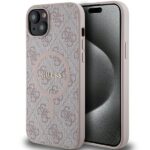 Guess GUHMP14SG4GFRP iPhone 14 / 15 / 13 6.1" pink hardcase 4G Collection Leather Metal Logo M