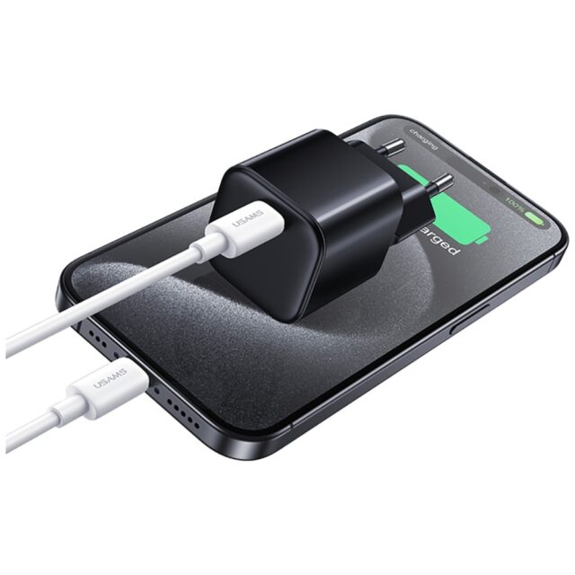 Charger USAMS JC Series CC289 25W GaN Mini Fast Charger USB-C black - imagine 7