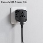 USAMS wall adapter 2xUSB T55 12W 4-in-1 US/AU/EU/UK black CC173TC01 (US-CC173) Universal Travel Char - imagine 4