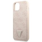 Guess GUHCP13MP4TPP iPhone 13 / 14 / 15 6.1" pink hardcase 4G Triangle Logo Cardslot - imagine 6