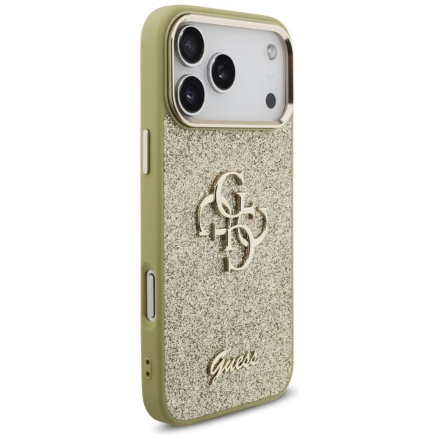Guess Fixed Glitter Big 4G Metal Frame case for iPhone 17 Pro Max gold - imagine 4