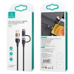 USAMS braided cable U62 2xUSB-C/USB-A/Lightning 1.2m PD Fast Charge black SJ483USB01 (US-SJ483) - imagine 9