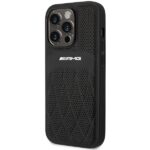 AMG AMHMP14LOSDBK iPhone 14 Pro 6.1" black hardcase with Leather Curved Lines and MagSafe - imagine 2