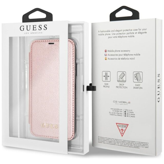 Guess GUFLBKPXIGLTRG iPhone X/Xs rose gold book Iridescent - imagine 6