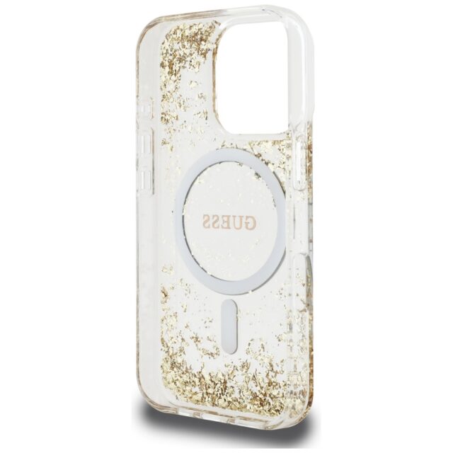 Guess HC Resin Bottom Glitter case for iPhone 16 Pro MagSafe gold - imagine 7
