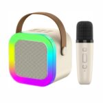 Extralink Kids Mini Karaoke LED Speaker 1x Mic White | Karaoke Set | speaker, 1x microphone, Bluetooth, AUX, SD card slot, RGB lighting
