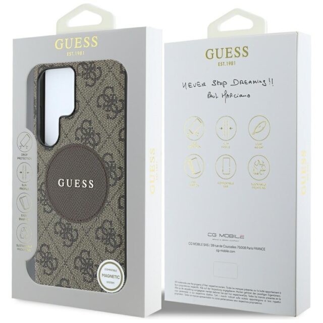 Case Guess 4G Round Patch Classic Logo MagSafe to Samsung Galaxy S25 Ultra brown - imagine 8
