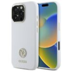 Guess GUHCP16LM4DGPH iPhone 16 Pro 6.3" white hardcase Silicone Logo Strass 4G