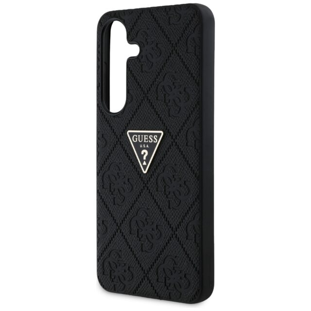 Case Guess Hot Stamp 4G Pattern Triangle Metal Logo for Samsung Galaxy S25 black - imagine 6