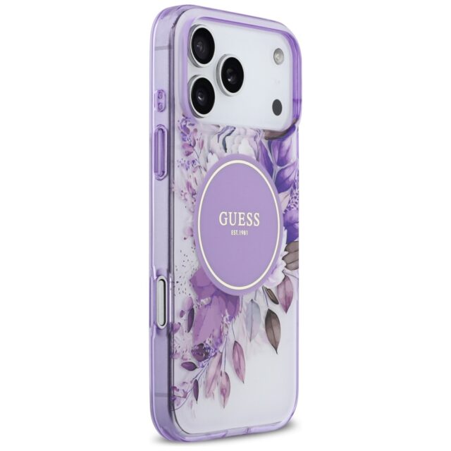 Etui Guess IML Flower & Tonal Circle      MagSafe do iPhone 17 Pro Max fioletowy - imagine 4
