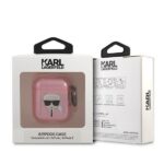 Karl Lagerfeld KLA2UKHGP AirPods cover pink Glitter Karl`s Head - imagine 3