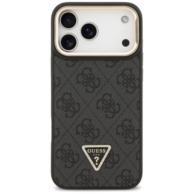 Case Guess 4G PU Triangle Logo & Stand Camera Magsafe for iPhone 17 Pro Max black - imagine 3