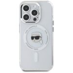 Case Karl Lagerfeld IML Metal Karl Head MagSafe for iPhone 15 Pro white - imagine 3