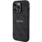 Guess GUHMP14LG4GFRK iPhone 14 Pro 6.1" black hardcase 4G Collection Leather Metal Logo MagSaf - imagine 2