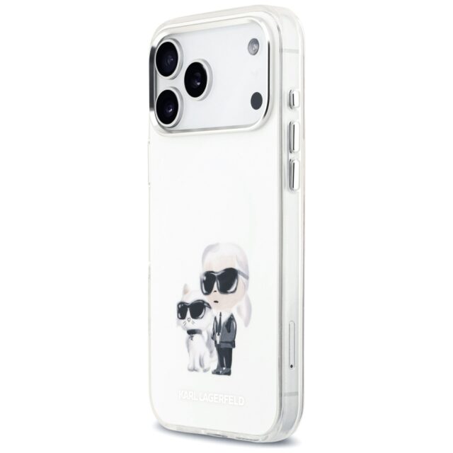 Karl Lagerfeld IML Aquarelle Karl & Choupette & Logo MagSafe Case for iPhone 17 Pro Max White - imagine 2
