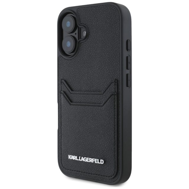 Case Karl Lagerfeld HC Grained PU Cardslot Metal Elong for iPhone 16 black - imagine 2