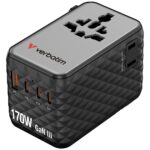 Verbatim Adapter podróżny EU/UK/US GaN    2xUSB-A/3xUSB-C PD 170W czarny 30190