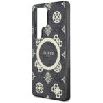 Case Guess 4G Background Gold Electroplated Peony Pattern MagSafe for Samsung Galaxy S25 Utra black - imagine 6