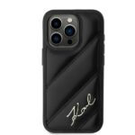 Karl Lagerfeld KLHCP15XPQDSMGK iPhone 15 Pro Max 6.7" black hardcase Diagonal Quilted Script - imagine 3