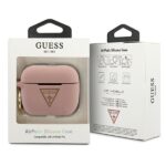 Guess GUACAPLSTLPI AirPods Pro cover pink Silicone Triangle Logo - imagine 3