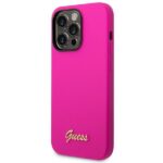 Guess GUHCP14LSLSMF iPhone 14 Pro 6,1" fuschia hard case Silicone Vintage Gold Logo - imagine 2