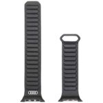 Strap Audi Logo Genuine Leather Magnetic Ring for Apple Watch 44/45/46/49mm black - imagine 3
