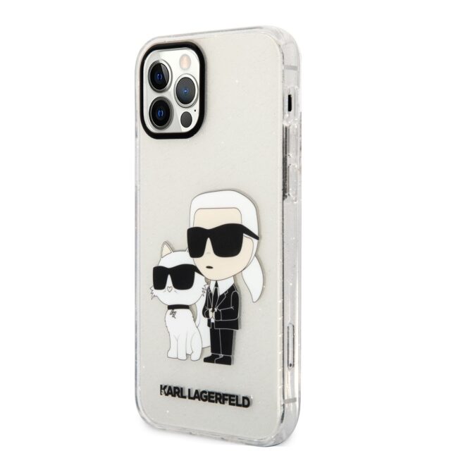 Karl Lagerfeld KLHCP12MHNKCTGT iPhone 12/12 Pro 6,1" transparent hardcase Gliter Karl&Choupette - imagine 2