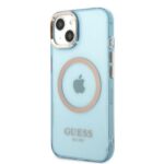 Guess GUHMP13MHTCMB iPhone 13 / 14 / 15 6.1" blue hard case Gold Outline Translucent MagSaf - imagine 2