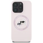 Case Karl Lagerfeld Silicone Double Heads And Circle MagSafe for iPhone 16 Pro pink - imagine 3
