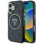 Case Guess IML Metal Glitter 4G Circle Triangle MagSafe for iPhone 16 black