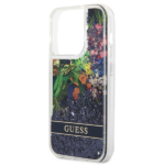 Guess GUHCP14LLFLSB iPhone 14 Pro 6,1" blue hardcase Flower Liquid Glitter - imagine 6