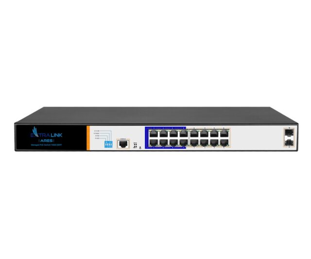 Extralink ARES | PoE Switch | 16x Gigabit PoE/PoE+, 2x SFP, 1x Console, 150W, Managed - imagine 2