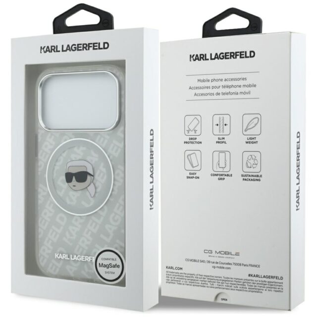 Karl Lagerfeld IML Karl Head Logo MagSafe Case for iPhone 17 Pro Max Gray - imagine 8