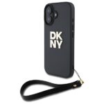 DKNY DKHCP16SPBSWSK iPhone 16 6.1" black hardcase Wrist Strap Stock Logo